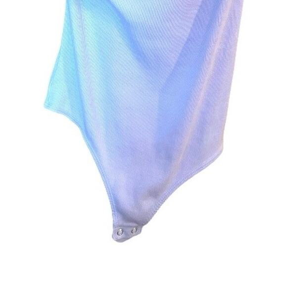 Express Bodysuit - Small - Lilac Light Vibrant Purple One Shoulder with Ruffles - Picture 7 of 8